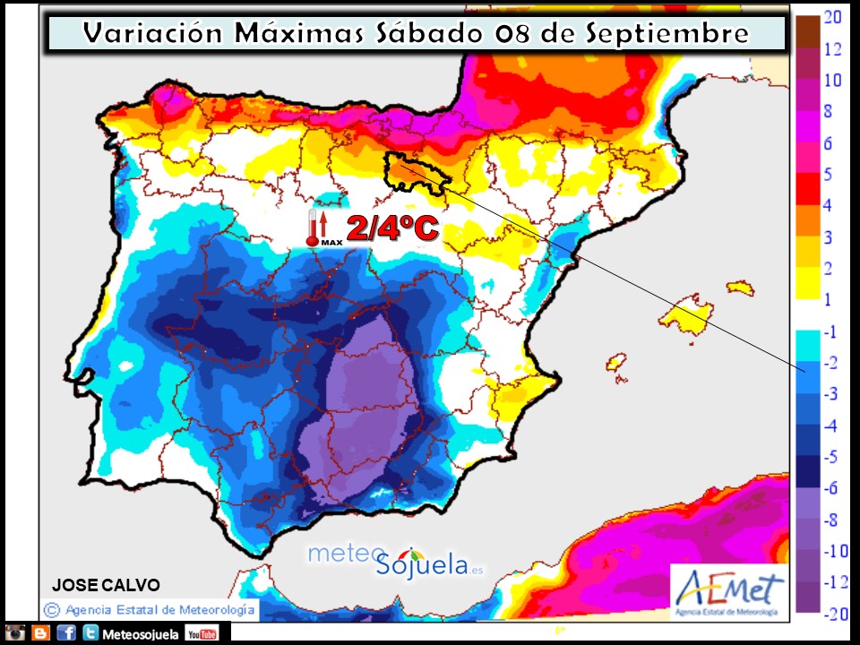 Temperaturas máximas. AEMET.Meteosojuela