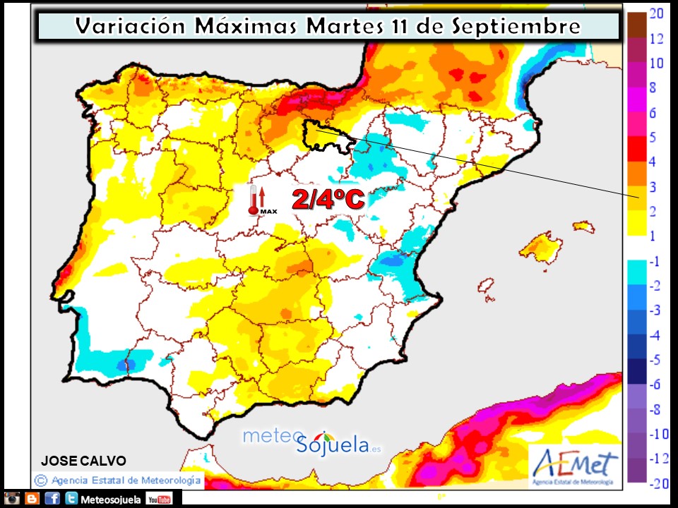 Temperaturas máximas. AEMET.Meteosojuela