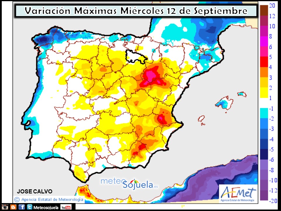 Temperaturas máximas. AEMET.Meteosojuela