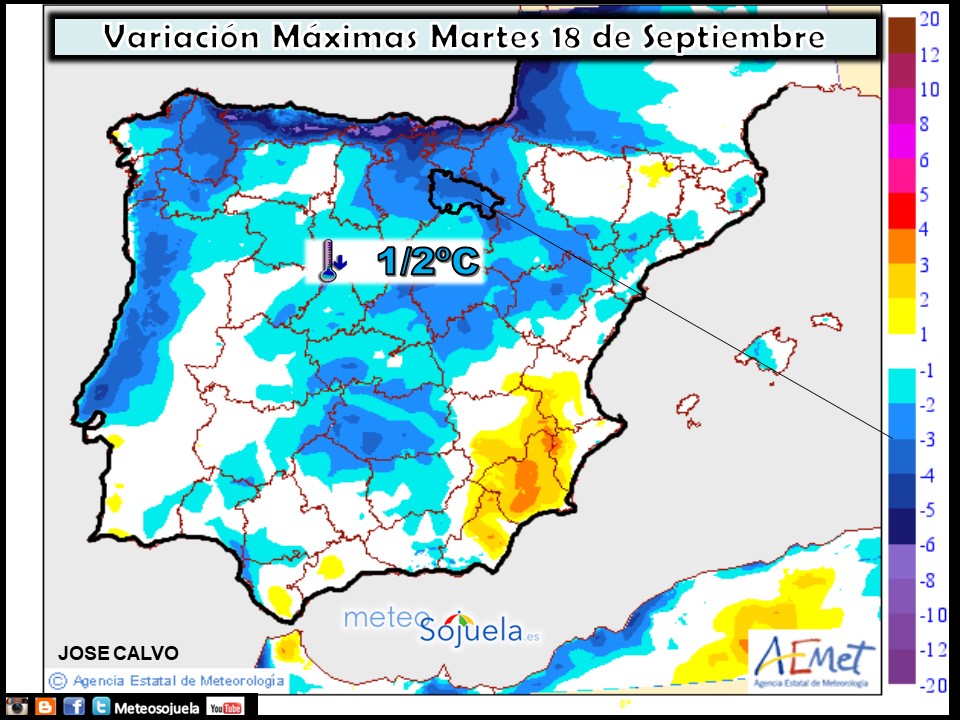 Temperaturas máximas. AEMET.Meteosojuela