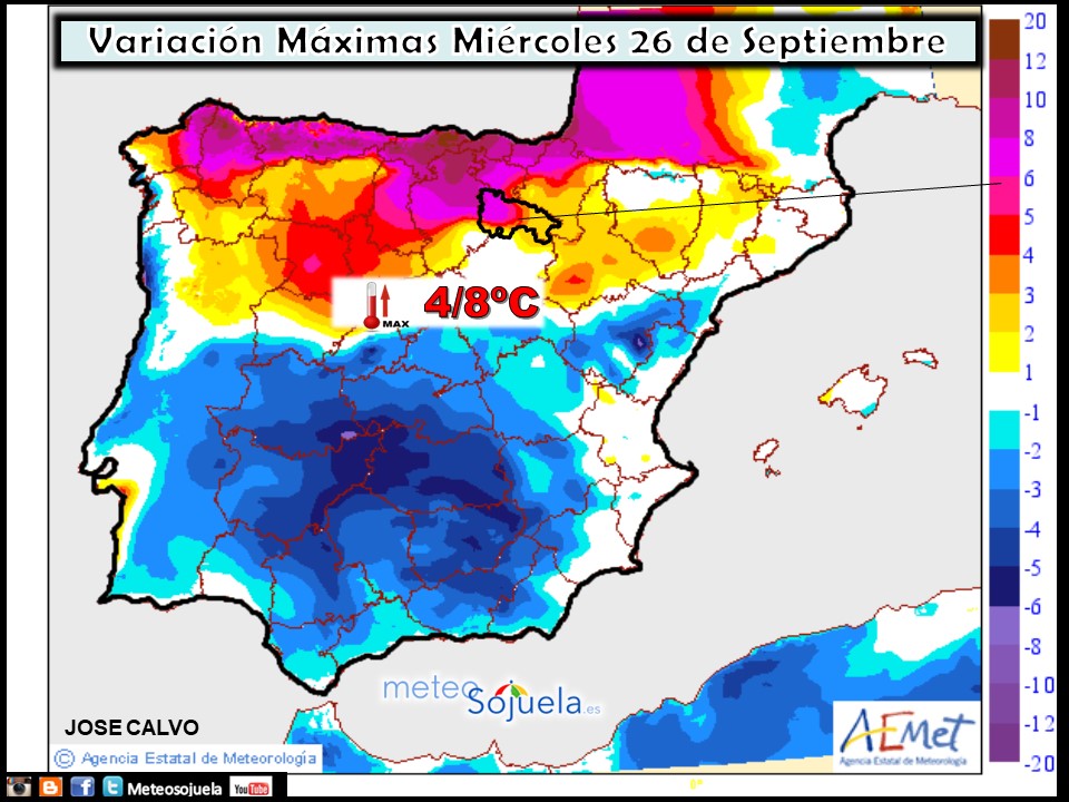 Temperaturas máximas. AEMET.Meteosojuela
