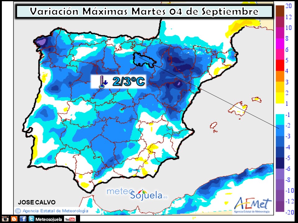 Temperaturas máximas. AEMET.Meteosojuela