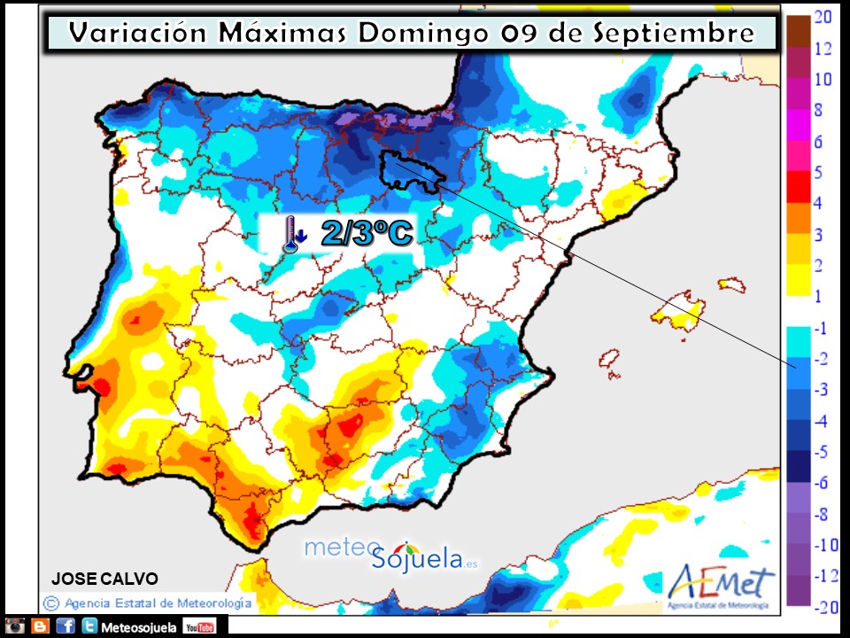 Temperaturas máximas. AEMET.Meteosojuela