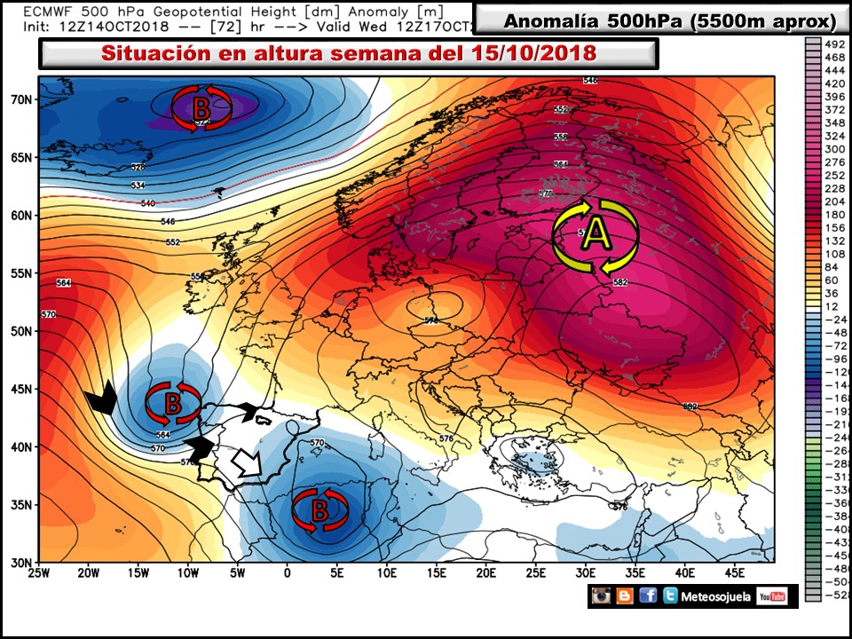 Anomalías de Geopotencial a 500hPa Europa. Meteosojuela