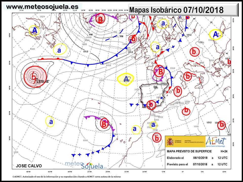 Mapa meteorologico isobárico de hoy en La Rioja. Meteosojuela