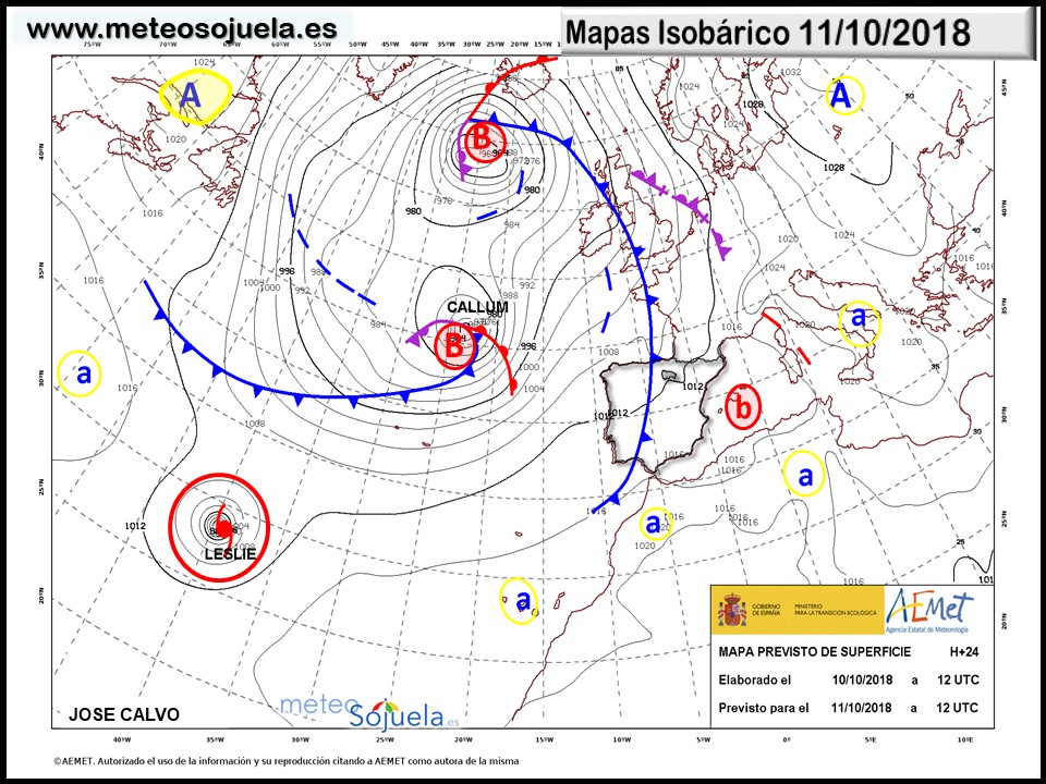 Mapa meteorologico isobárico de hoy en La Rioja. Meteosojuela