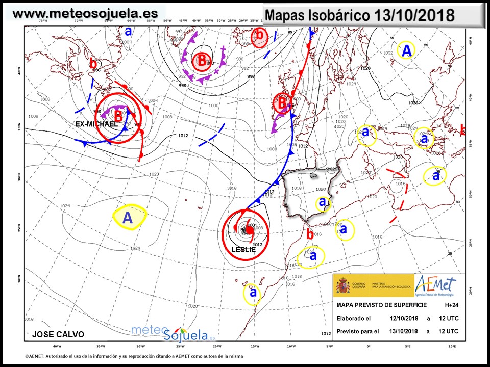 Mapa meteorologico isobárico de hoy en La Rioja. Meteosojuela