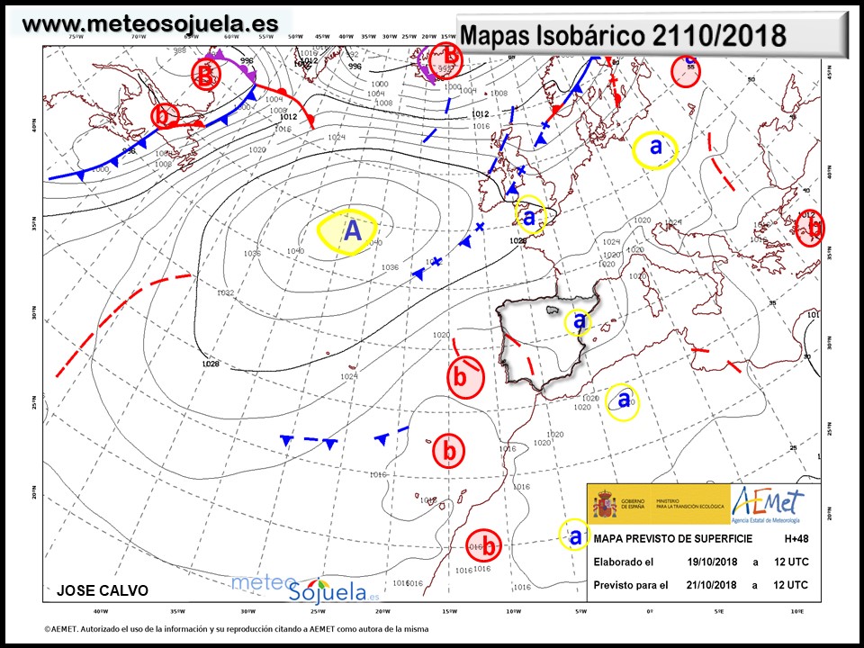 Mapa meteorologico isobárico de hoy en La Rioja. Meteosojuela