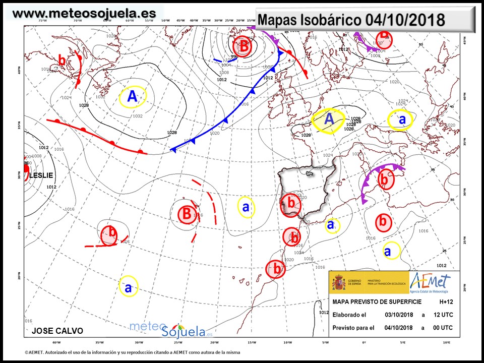 Mapa meteorologico isobárico de hoy en La Rioja. Meteosojuela