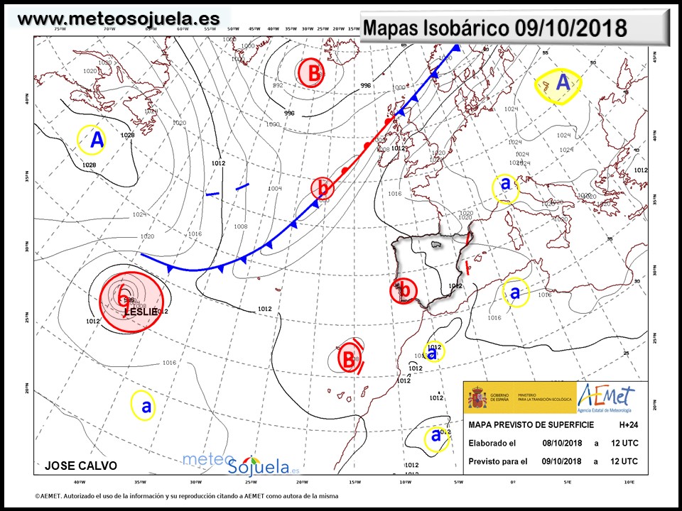 Mapa meteorologico isobárico de hoy en La Rioja. Meteosojuela