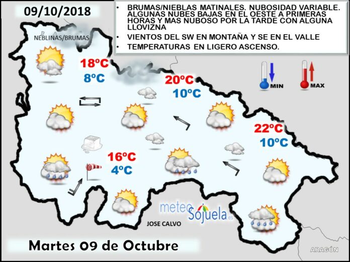 Mapa meteorologico significativo de hoy en La Rioja. Meteosojuela Mapa meteorologico significativo de hoy en La Rioja. Meteosojuela