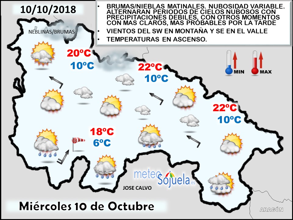 Mapa meteorologico significativo de hoy en La Rioja. Meteosojuela