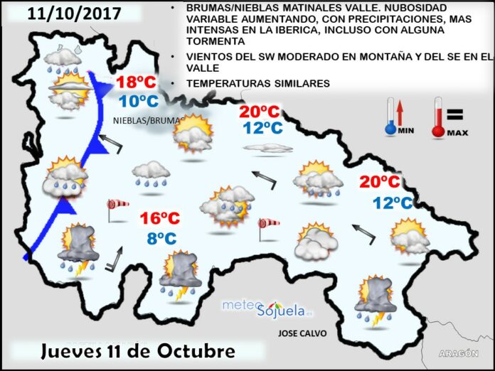 Mapa meteorologico significativo de hoy en La Rioja. Meteosojuela Mapa meteorologico significativo de hoy en La Rioja. Meteosojuela