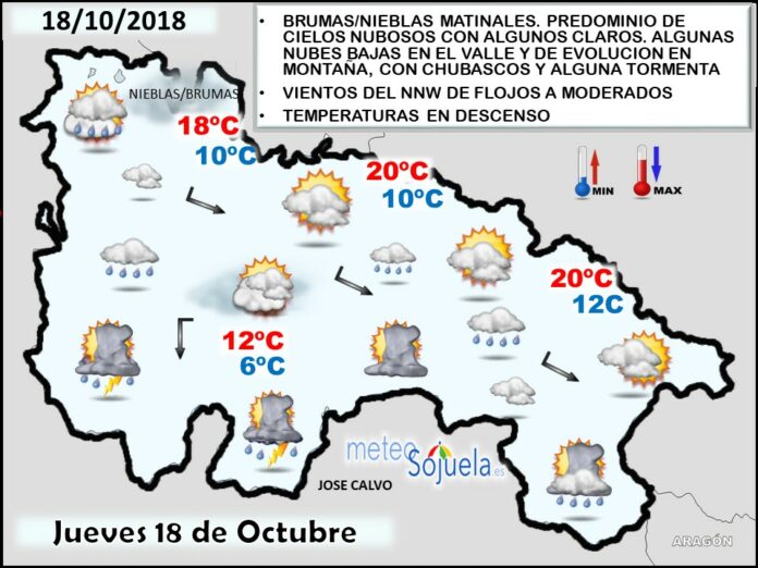 Mapa meteorologico significativo de hoy en La Rioja. Meteosojuela Mapa meteorologico significativo de hoy en La Rioja. Meteosojuela