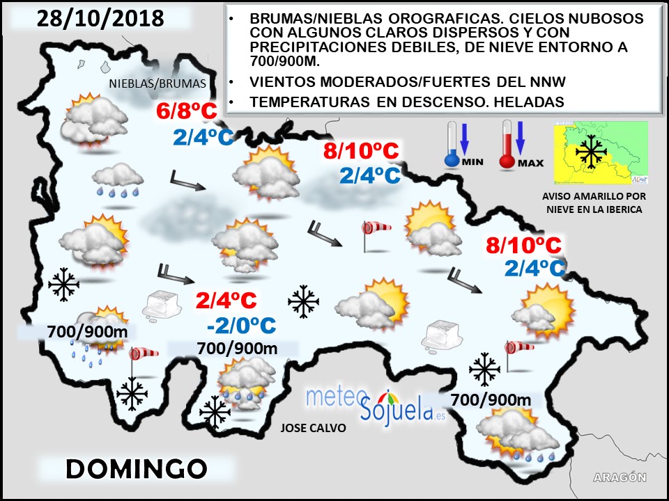 Mapa meteorologico significativo de hoy en La Rioja. Meteosojuela