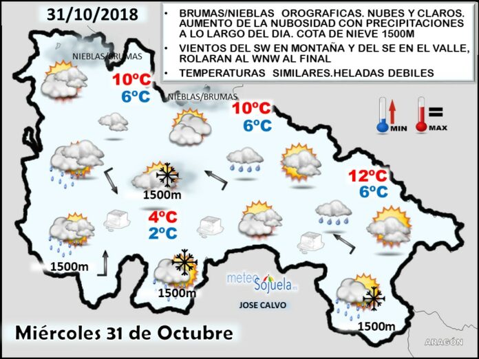 Mapa meteorologico significativo de hoy en La Rioja. Meteosojuela Mapa meteorologico significativo de hoy en La Rioja. Meteosojuela