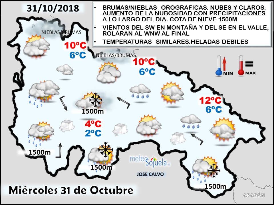 Mapa meteorologico significativo de hoy en La Rioja. Meteosojuela