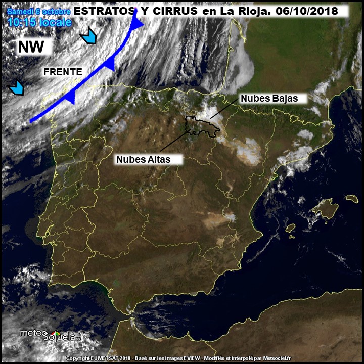 Imagenes de satélite, nubes bajas y cirrus. Meteosojuela.