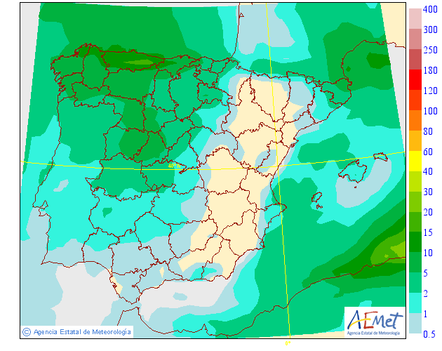 Modelo de precipitacion de AEMET.Meteosojuela