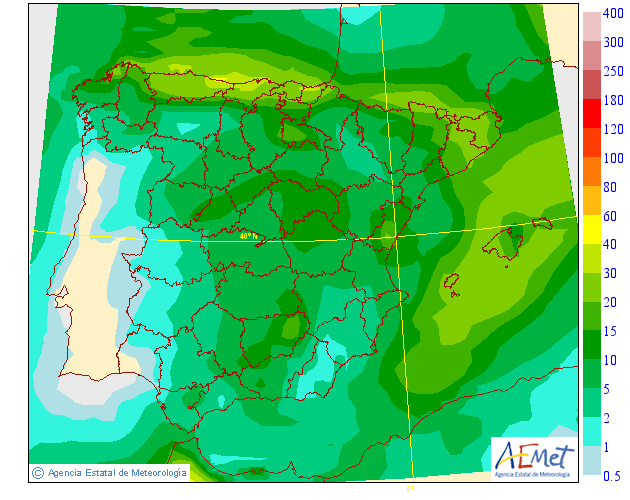Modelo de precipitacion de AEMET.Meteosojuela