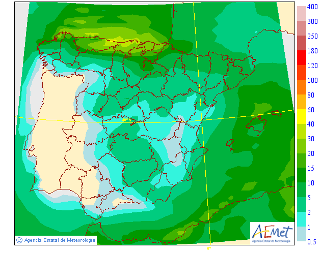 Modelo de precipitacion de AEMET.Meteosojuela