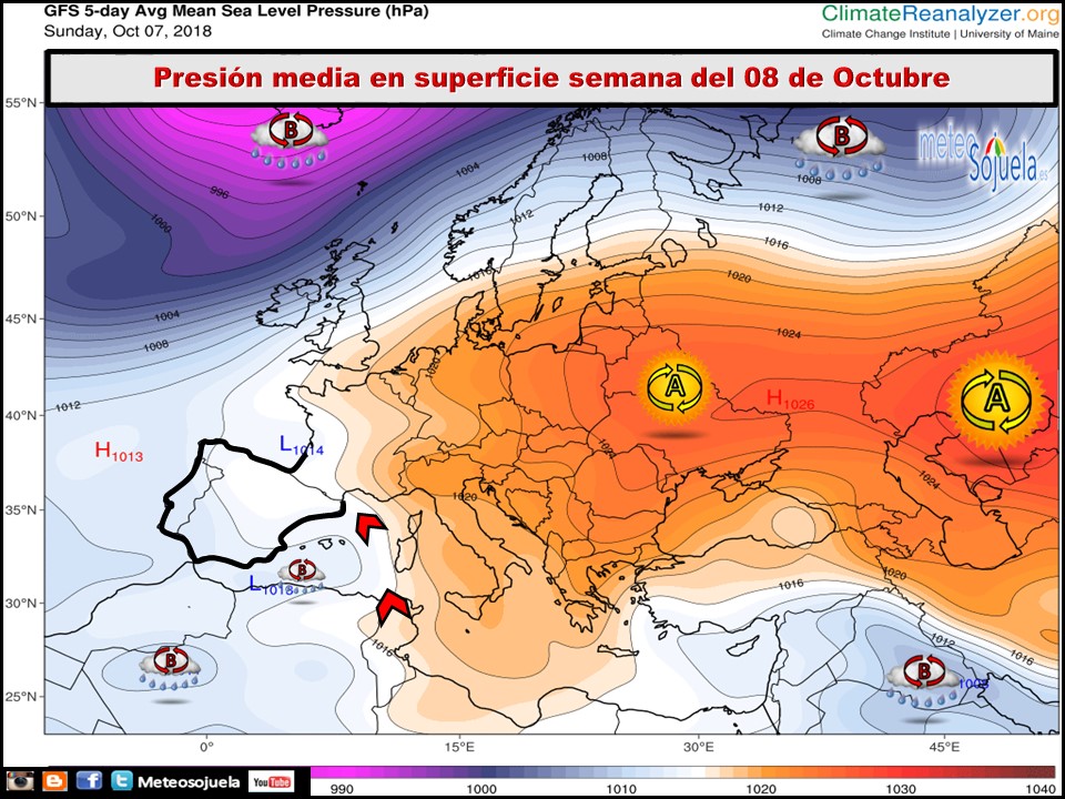 Mapa de presión media en superficie. Meteosojuela