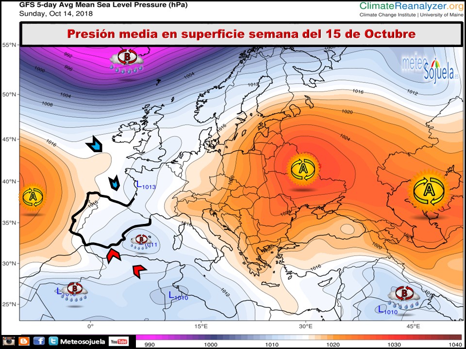 Mapa de presión media en superficie. Meteosojuela