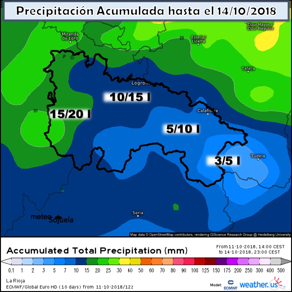 Precipitación diaria acumulada. Meteosojuela