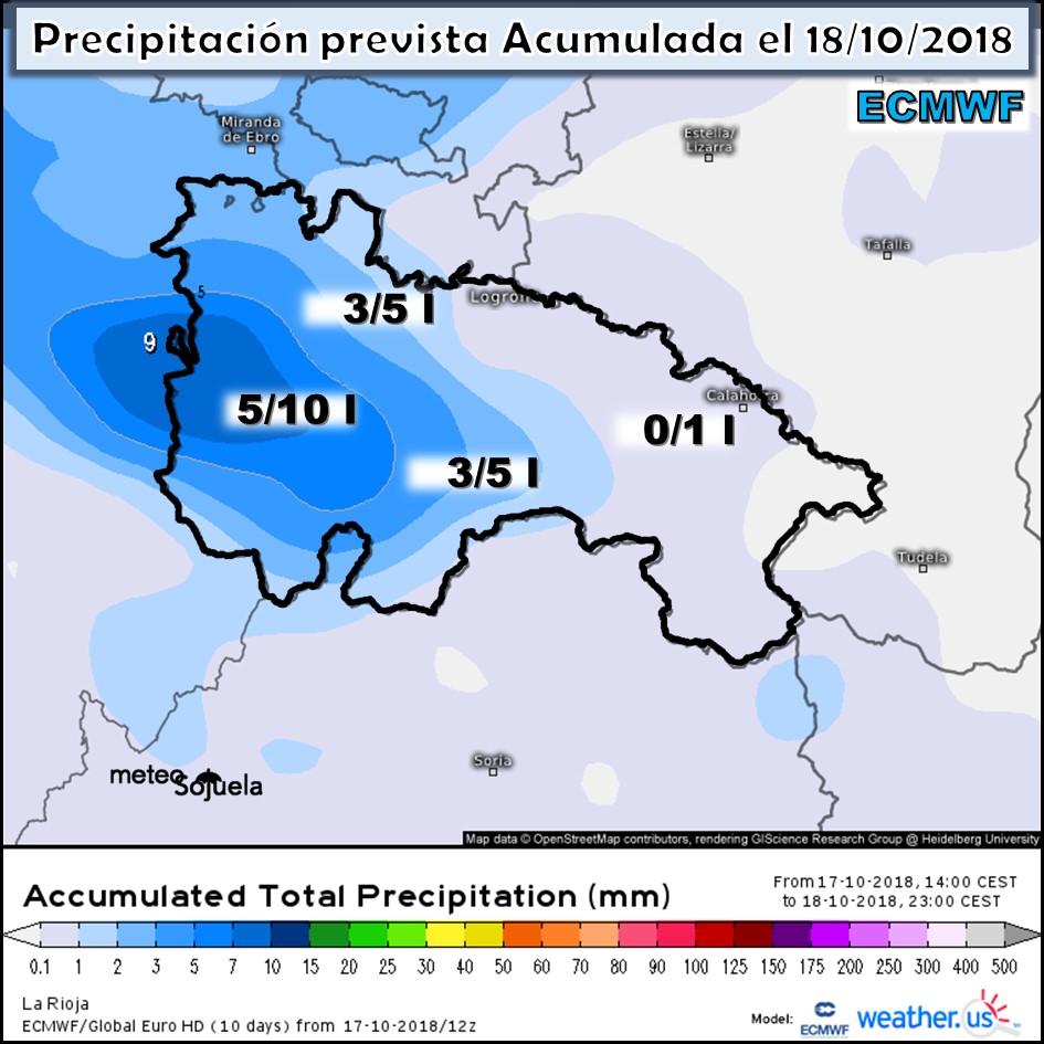 Modelos de precipitación acumulada GFS.Meteosojuela