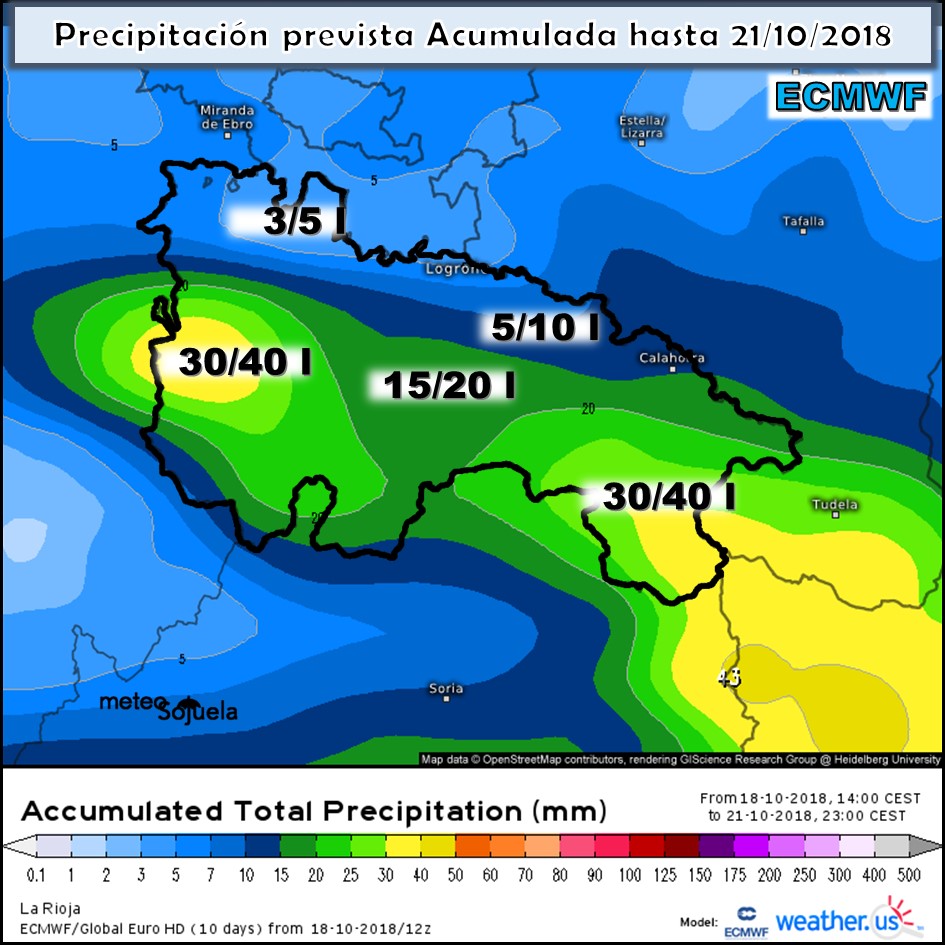 Precipitación diaria acumulada. Meteosojuela