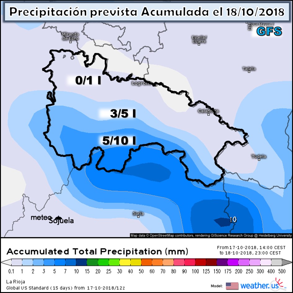 Modelos de precipitación acumulada GFS.Meteosojuela