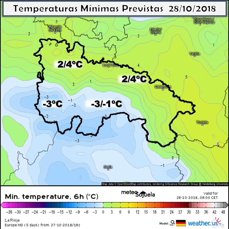 Modelo de temperaturas máximas de AEMET.Meteosojuela