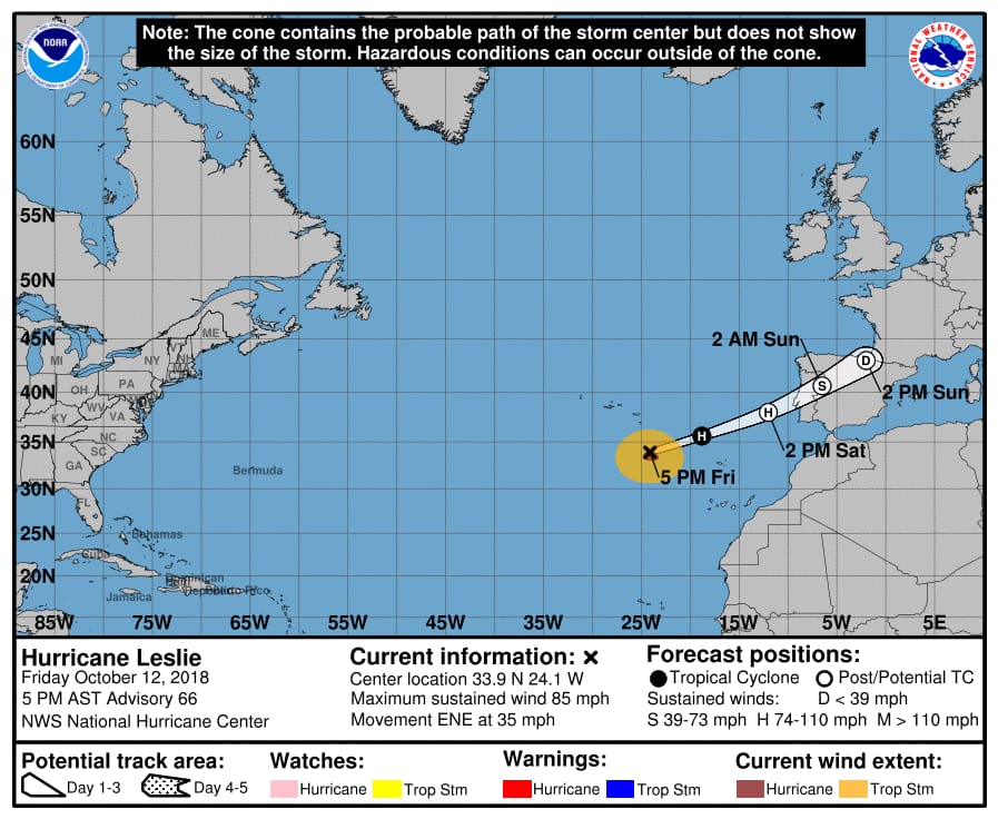 Huracán Leslie. NOAA.Meteosojuela