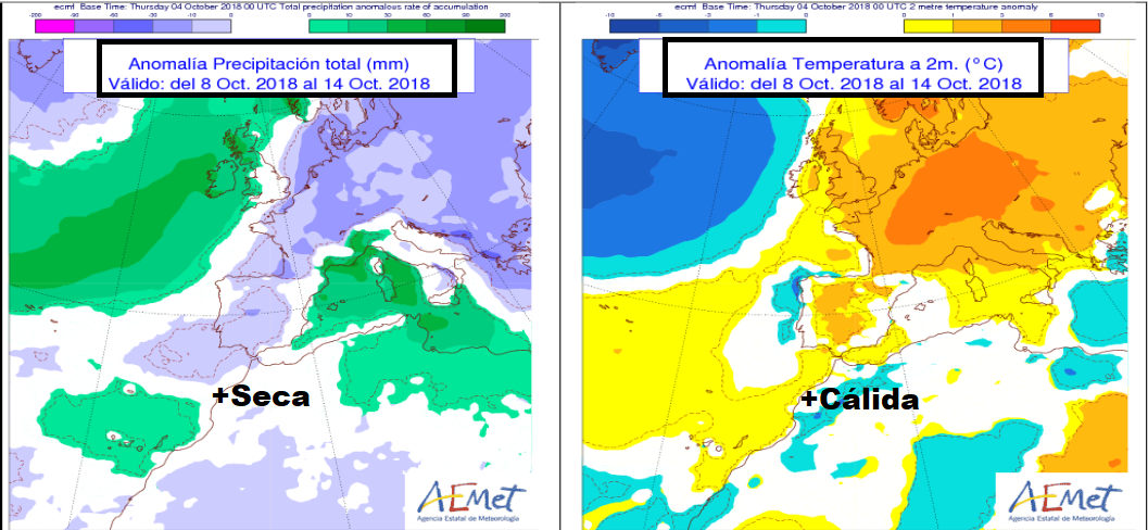 Anomalías en la temperatura y precipitación AEMET. Meteosojuela