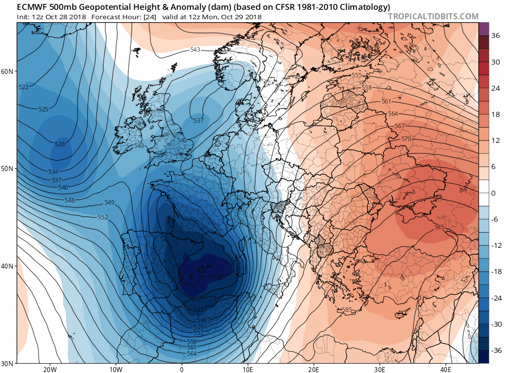 Animación Modelos de Altura de Geopotencial a 500hPa Europa. Meteosojuela