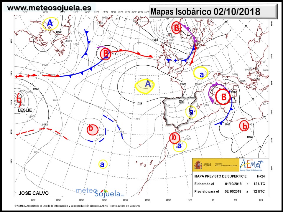 Mapa meteorologico isobárico de hoy en La Rioja. Meteosojuela