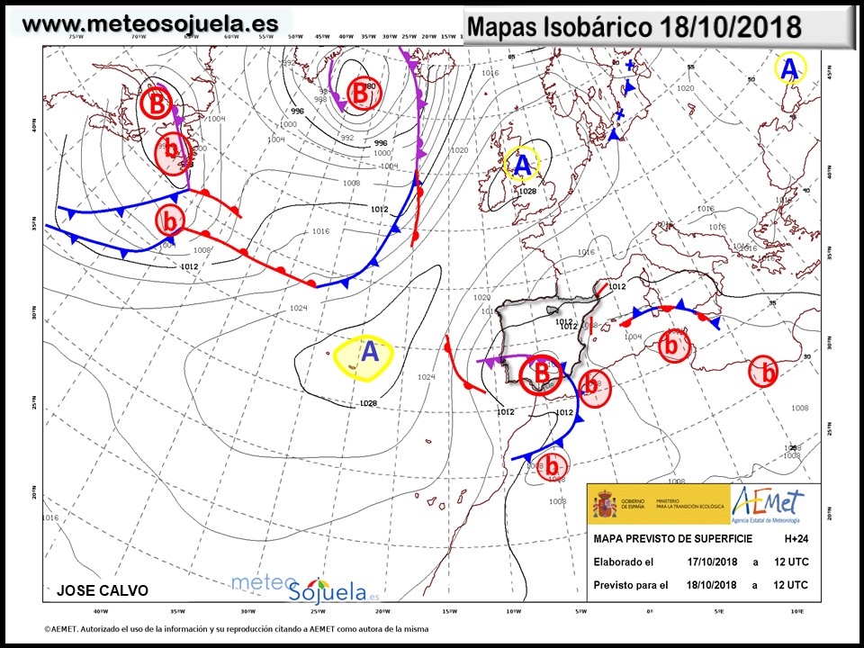 Mapa meteorologico isobárico de hoy en La Rioja. Meteosojuela