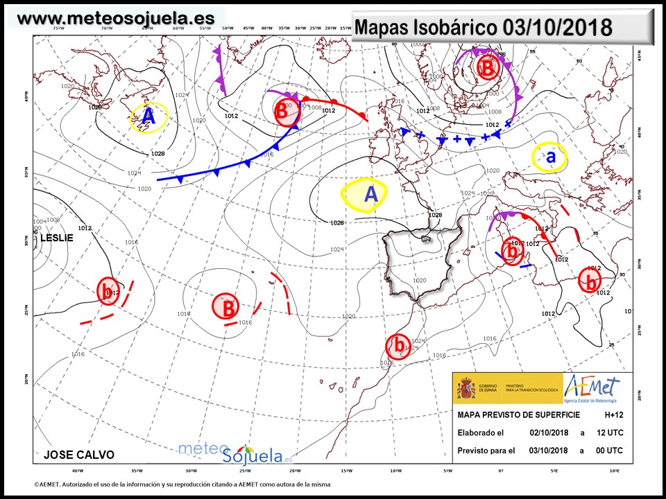 Mapa meteorologico isobárico de hoy en La Rioja. Meteosojuela