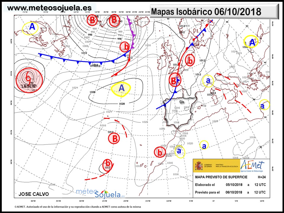 Mapa meteorologico isobárico de hoy en La Rioja. Meteosojuela