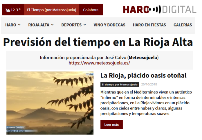 Portada periódico harodigital.com.Meteosojuela Portada periódico harodigital.com.Meteosojuela