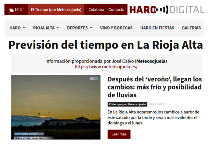 Portada periódico harodigital.com.Meteosojuela Portada periódico harodigital.com.Meteosojuela