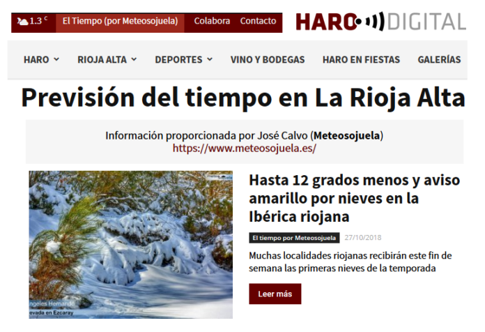 Portada periódico harodigital.com.Meteosojuela Portada periódico harodigital.com.Meteosojuela