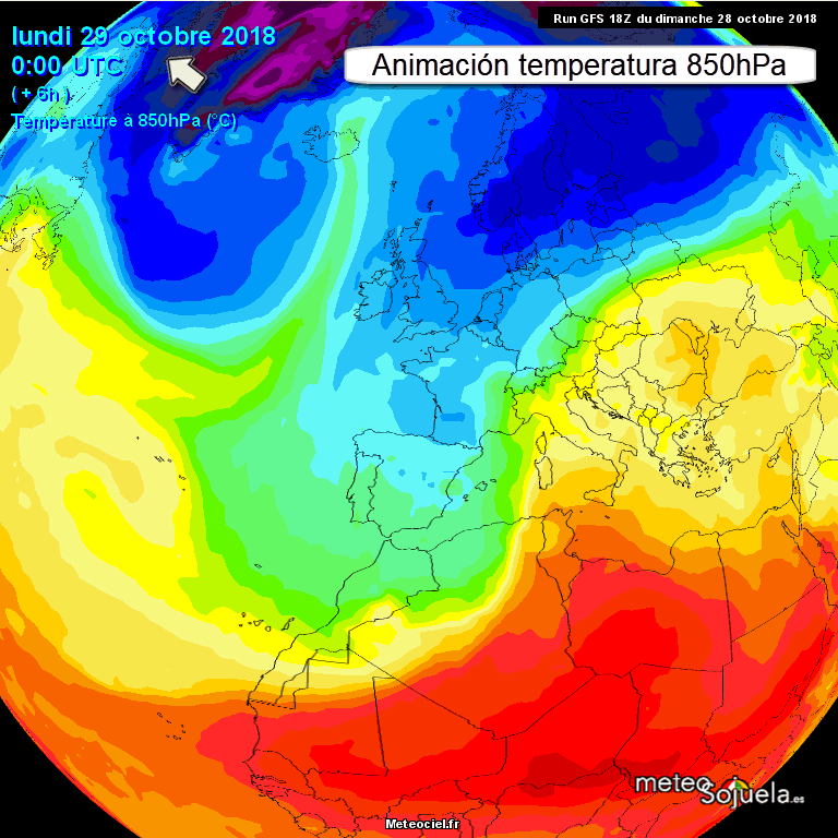 Animación temperaturas 850 hPa. Meteosojuela