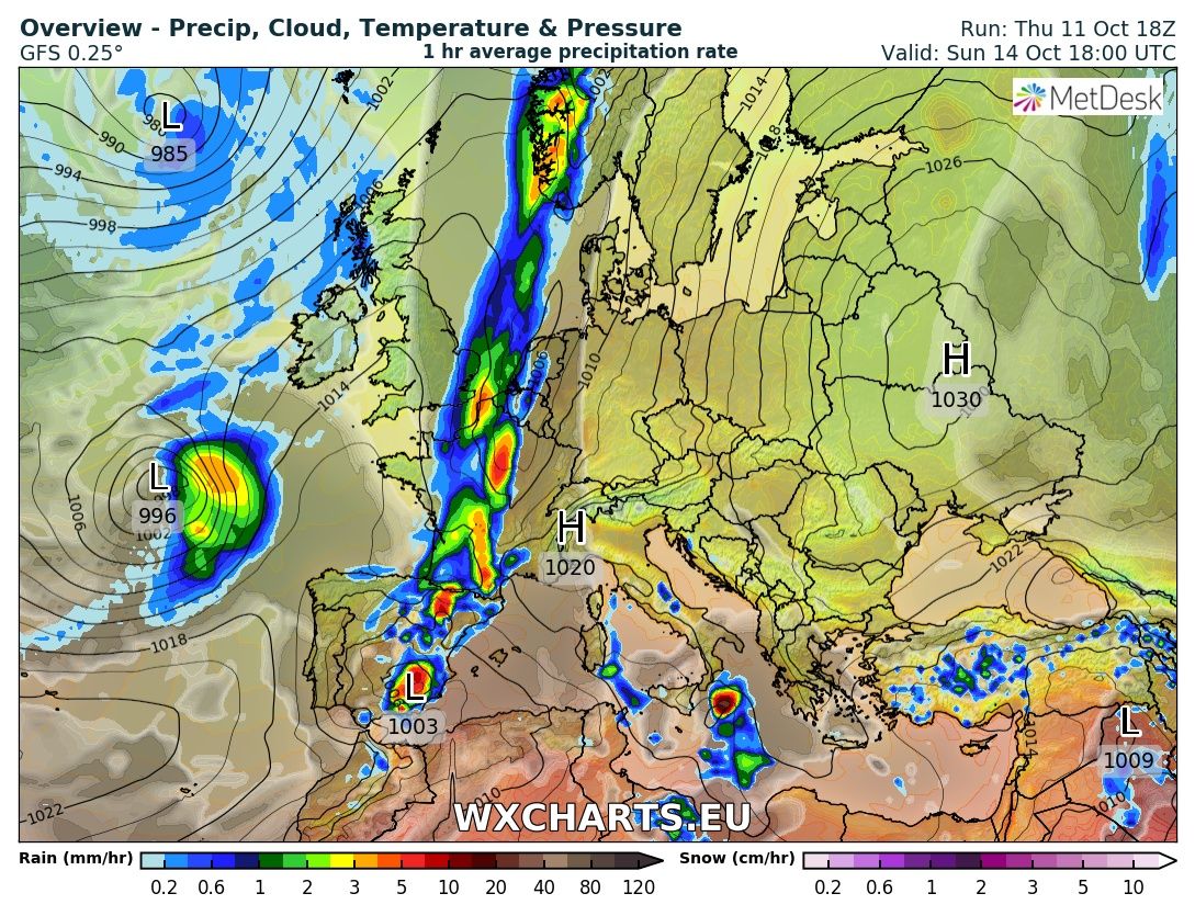 Mapa meteorologico isobárico de hoy en La Rioja. Meteosojuela