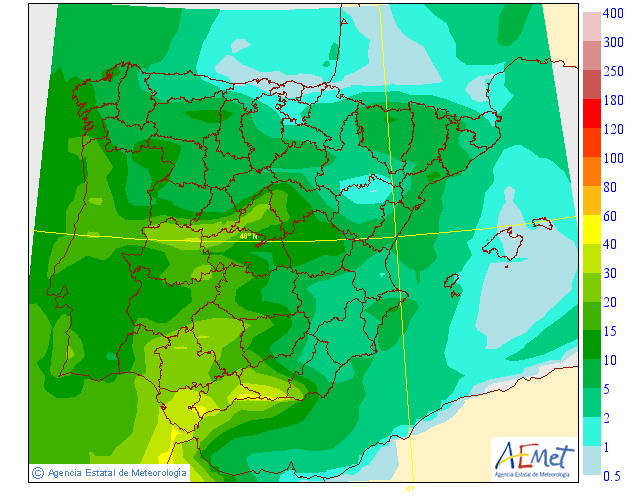 Modelo de precipitacion de AEMET.Meteosojuela