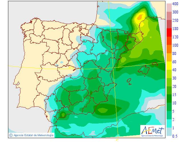 Modelo de precipitacion de AEMET.Meteosojuela