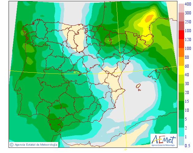 Modelo de precipitacion de AEMET.Meteosojuela