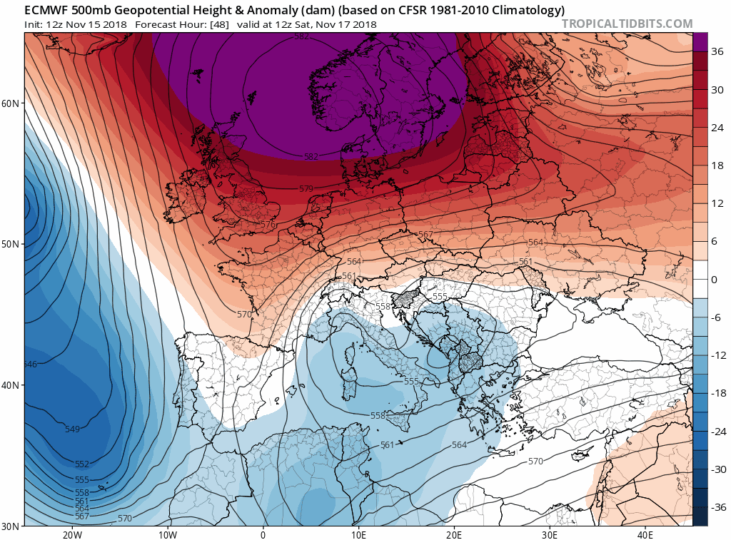 Animación Modelos de Altura de Geopotencial a 500hPa Europa. Meteosojuela