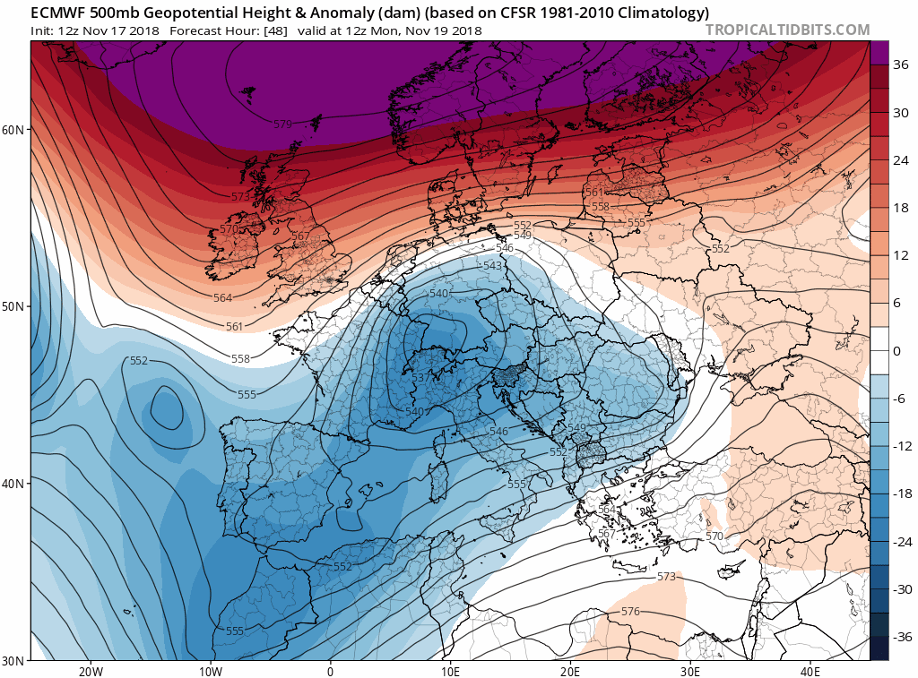 Animación Modelos de Altura de Geopotencial a 500hPa Europa. Meteosojuela