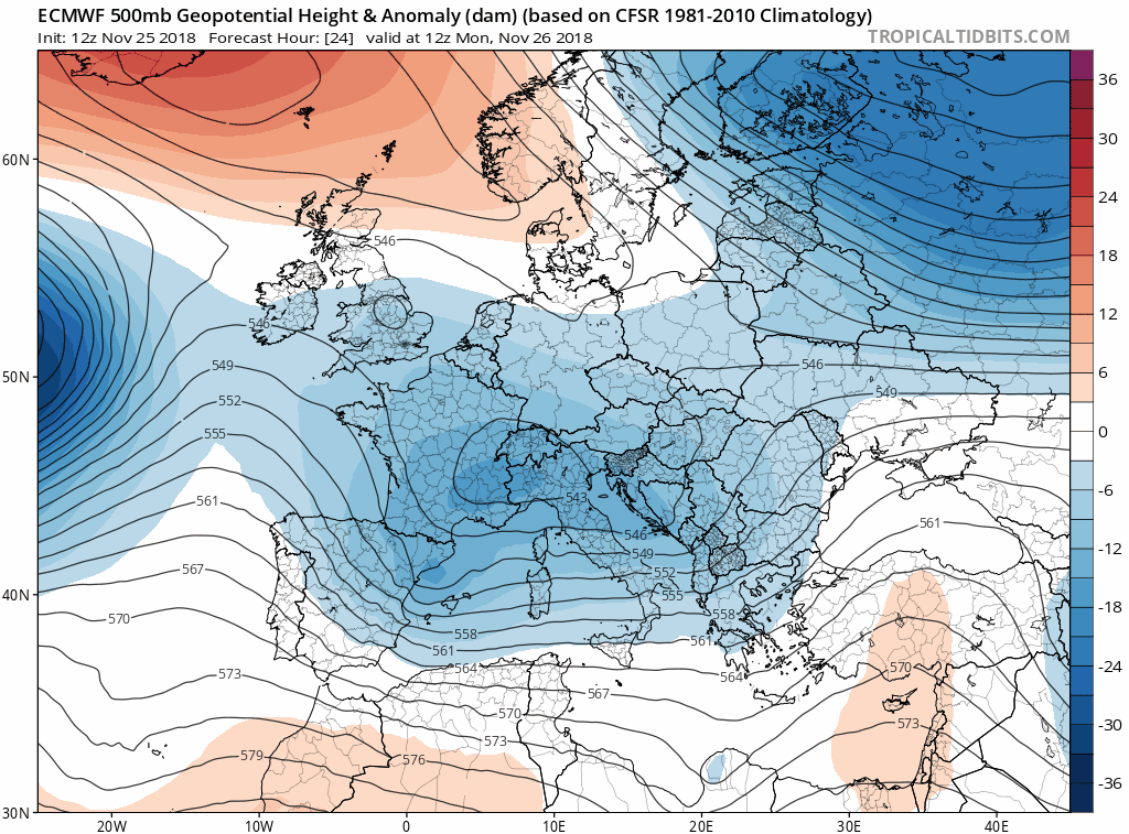 Animación Modelos de Altura de Geopotencial a 500hPa Europa. Meteosojuela